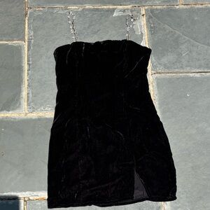 Lulu's Black Strapless Dress with Silver Accents